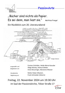 Plakat mit Einladung zum 20. Literaturabend