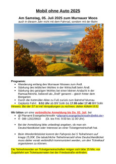 Plakat mit Bild und Einladungstext zum Ausflug vom 05.07.2025 ins Murnauer Moos