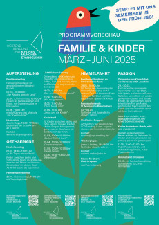 Plakat mit Aktivitäten für Familien und Kinder in der Region